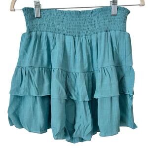 NWT Halara Blue Tiered Ruffle Smocked High Waisted Shorts Women’s Size Small